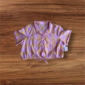 Pink and Yellow Cropped Shirt bp top 1x pink and yellow